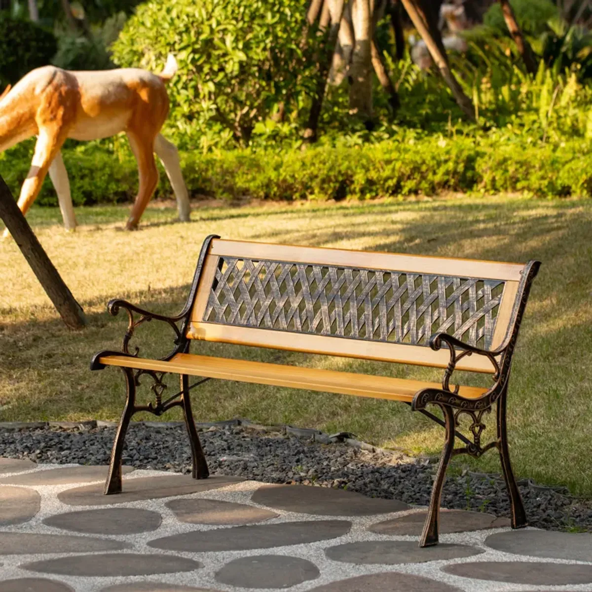 "Gardenised Patio Garden Park Yard 49"" Outdoor Wooden Bench"