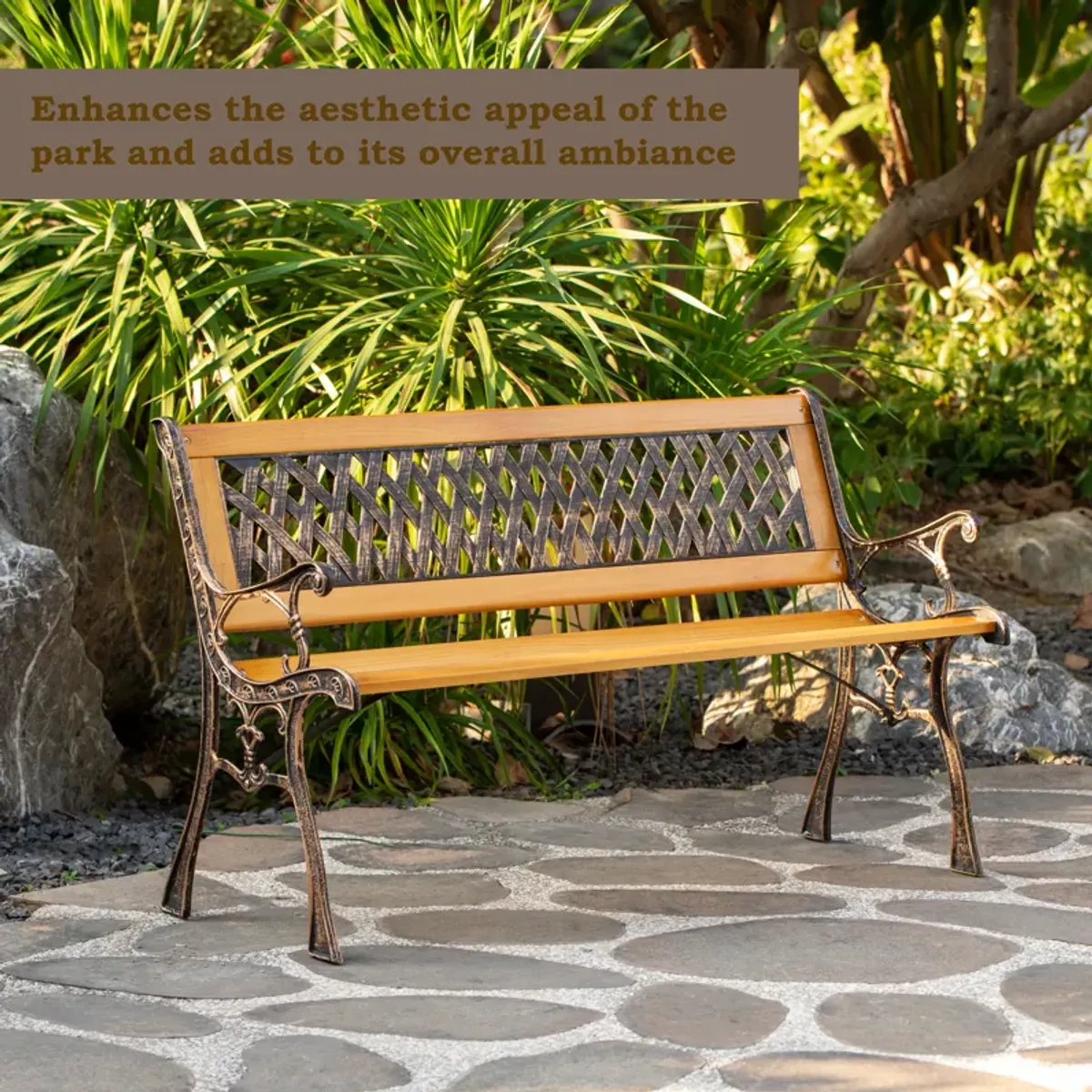 "Gardenised Patio Garden Park Yard 49"" Outdoor Wooden Bench"