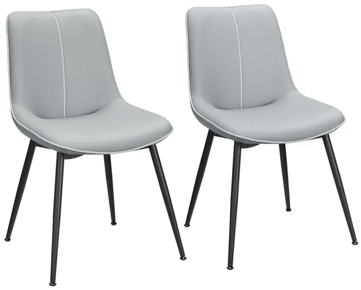 Set of 2 Upholstered Leather Dining Chairs