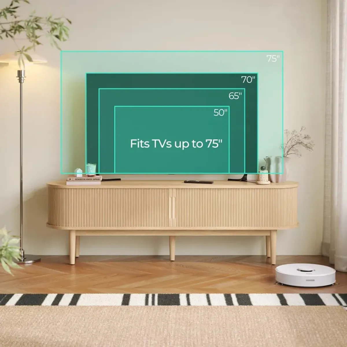Oak HOME TV Stand for 75" TV,Entertainment Center