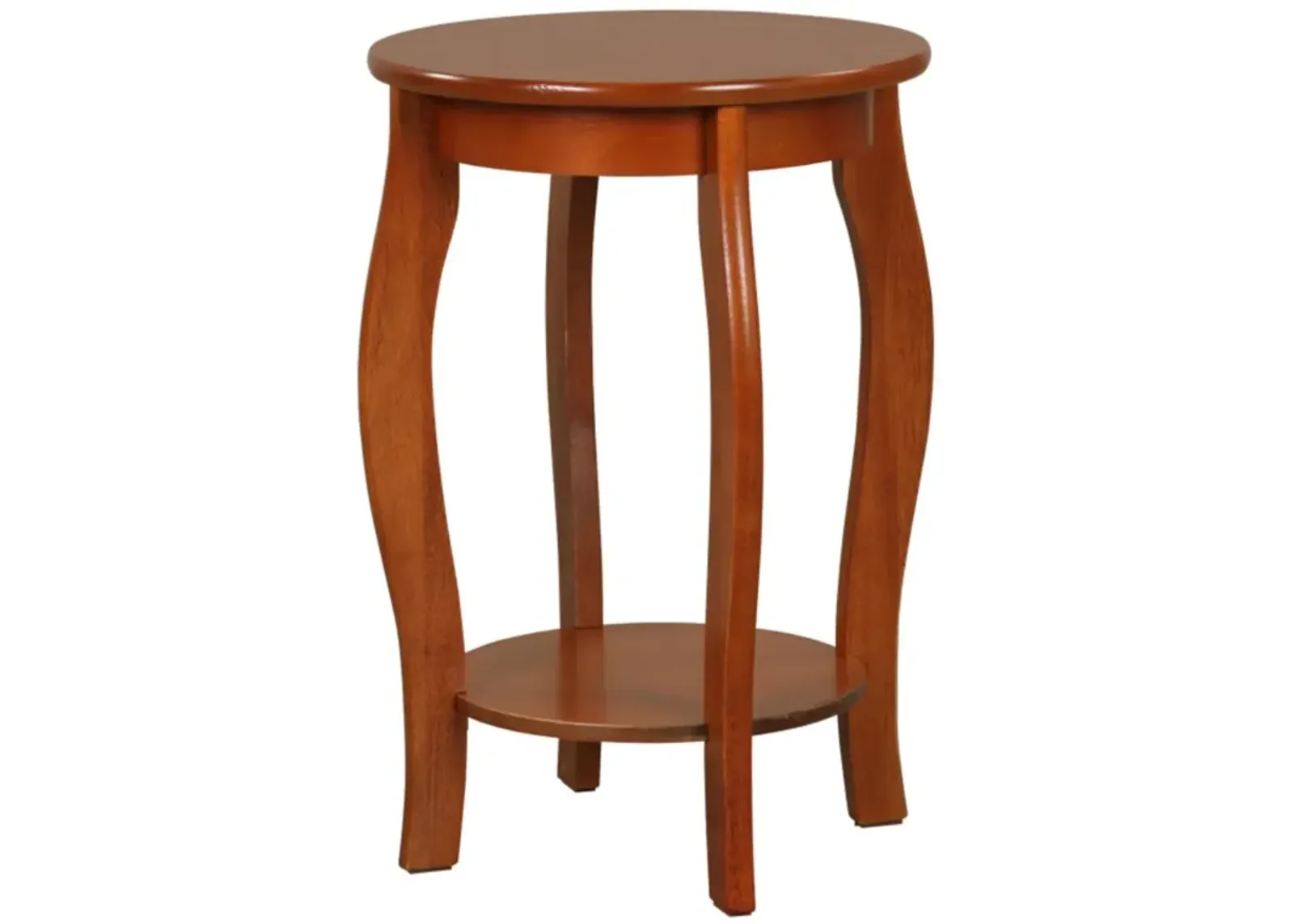 Hivvago 15 Inch 2-Tier Round End Table with Storage Shelf-Walnut