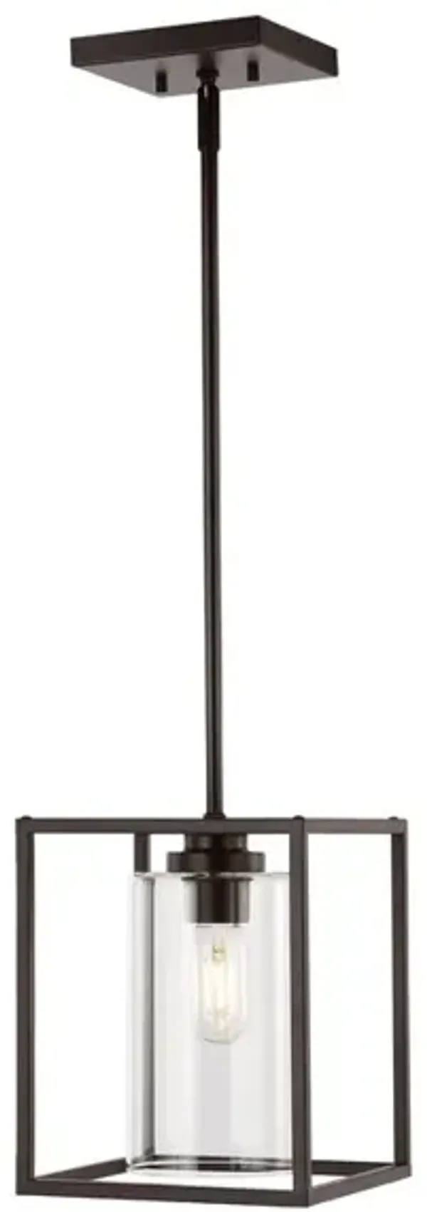 Quinn 1-Light Industrial Farmhouse Iron/Glass LED Pendant