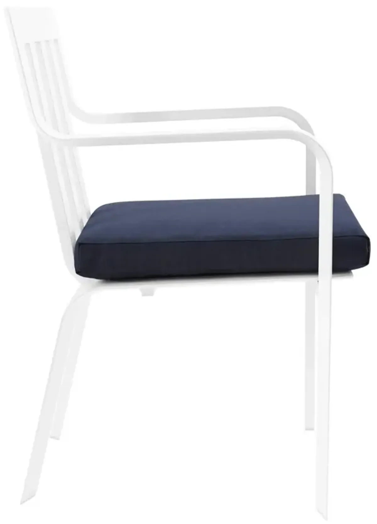 Modway Baxley Outdoor Patio Stackable Aluminum Dining Chair in White Navy