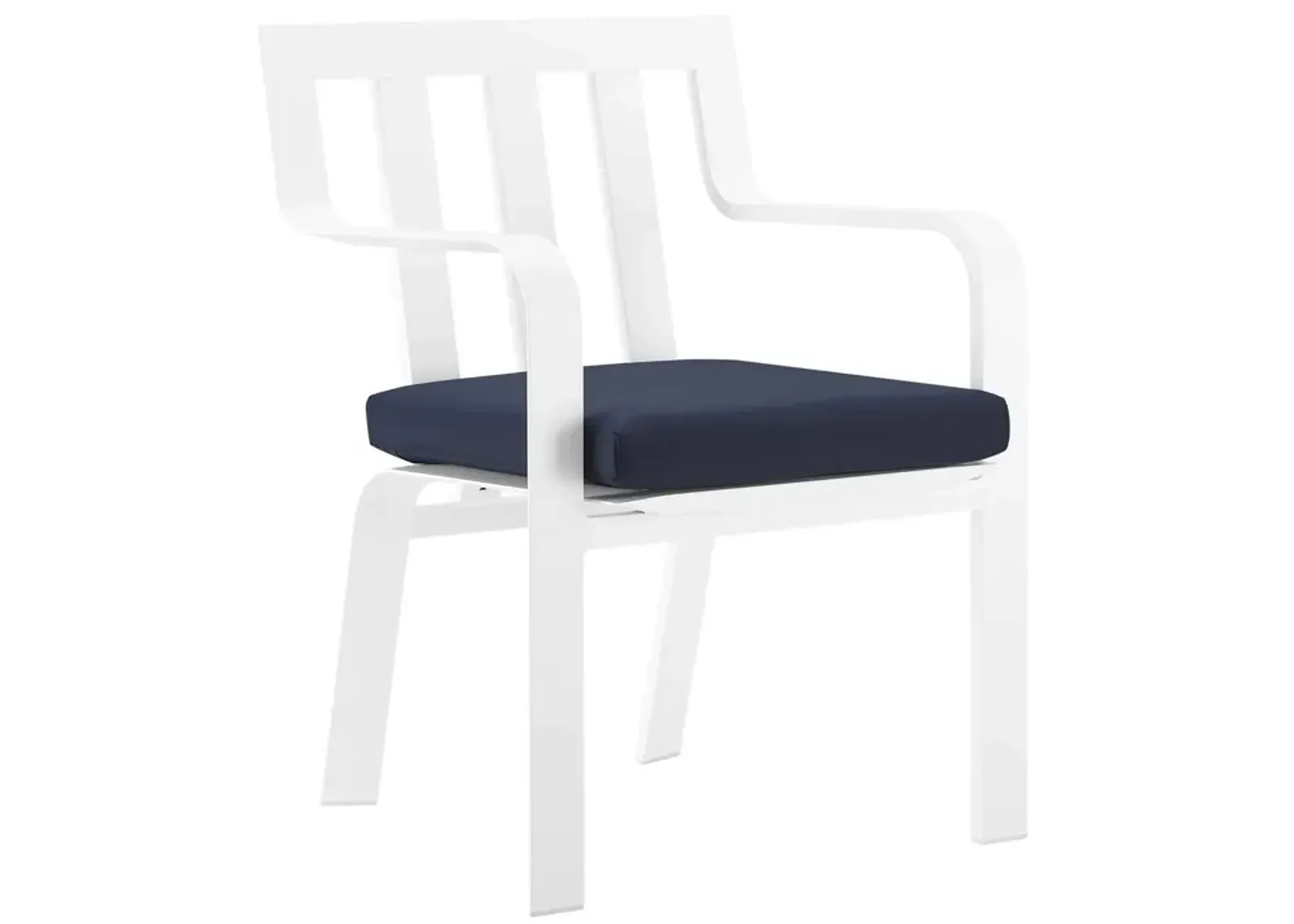 Modway Baxley Outdoor Patio Stackable Aluminum Dining Chair in White Navy