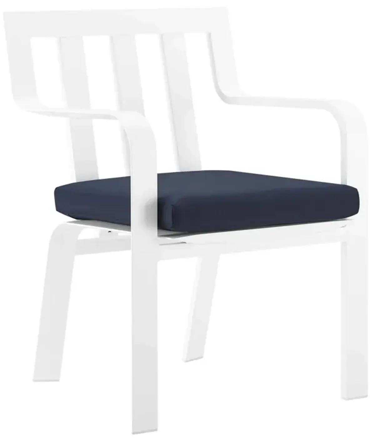 Modway Baxley Outdoor Patio Stackable Aluminum Dining Chair in White Navy