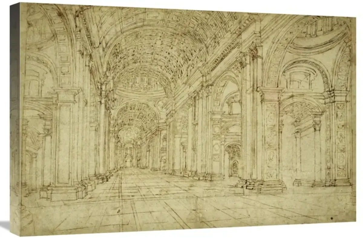 Interior of Saint Peters Basilica, 17th century-Canvas Art-30x20