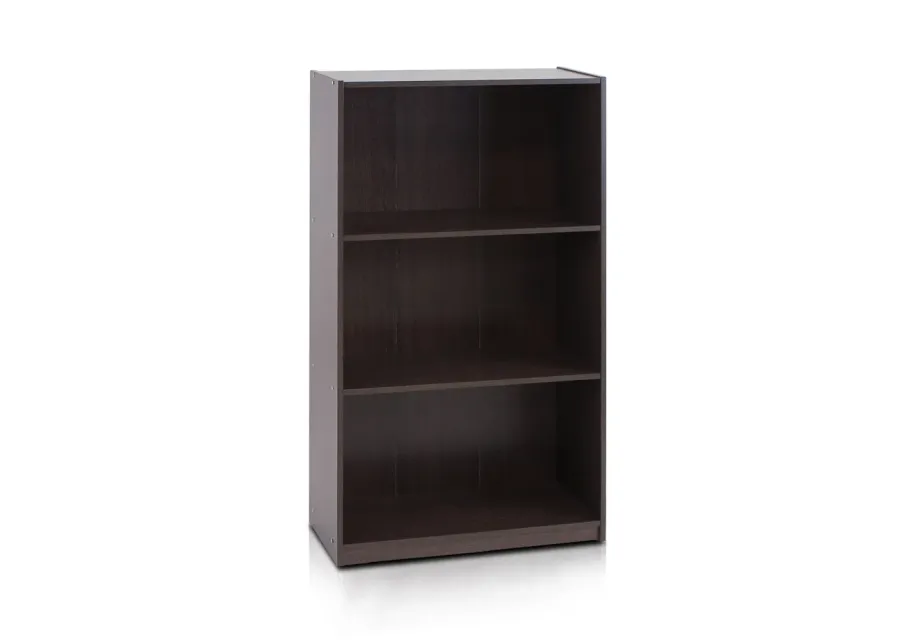 Basic 3-Tier Bookcase Storage Shelves,Dark Brown