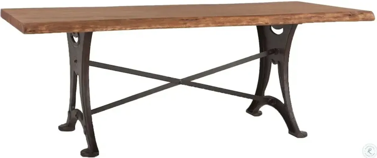 World Interiors Blayne 80-Inch Live Edge Dining Table with Antique Zinc Base