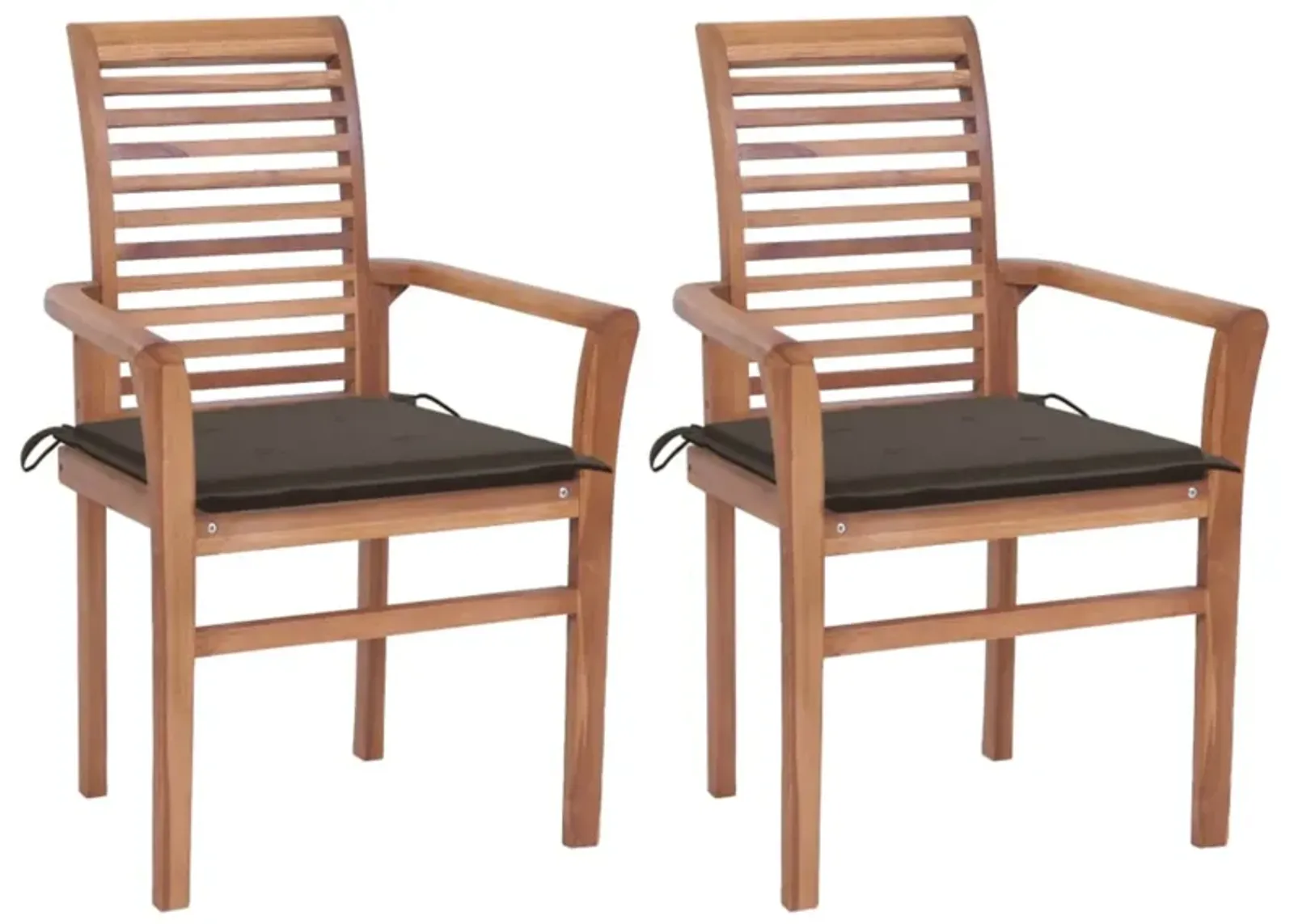 vidaXL Dining Chairs 2 pcs with Taupe Cushions Solid Teak Wood