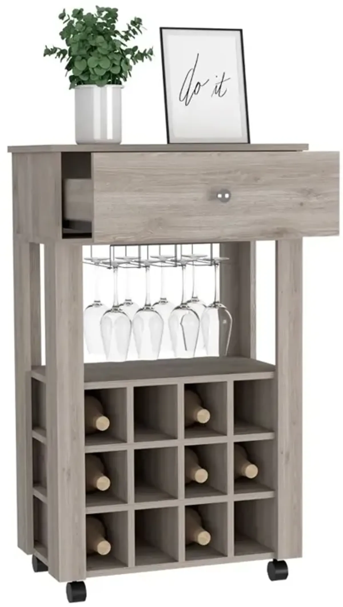 Bar Cart Bayamon, Living Room, Light Gray