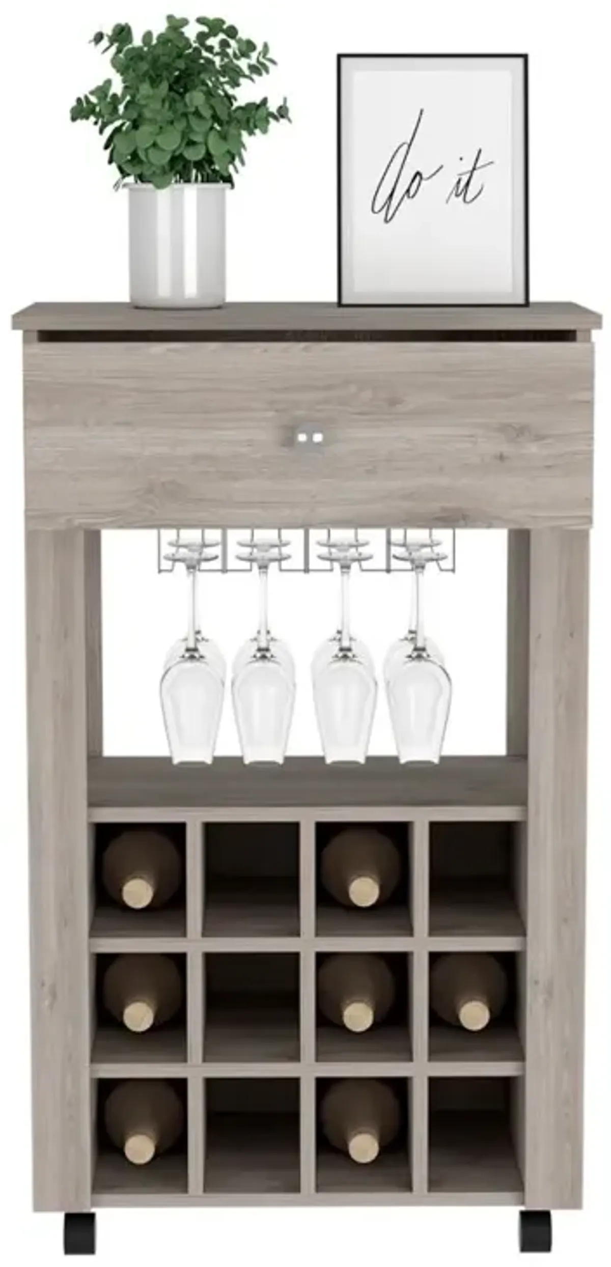 Bar Cart Bayamon, Living Room, Light Gray