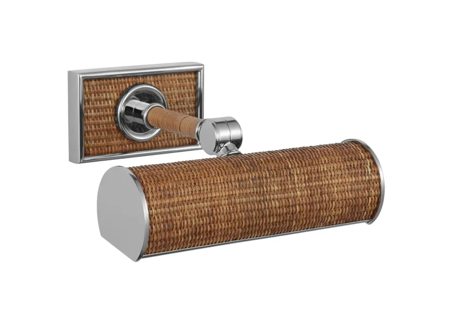 Halwell 8" Picture Light in Polished Nickel and Natural Woven Rattan