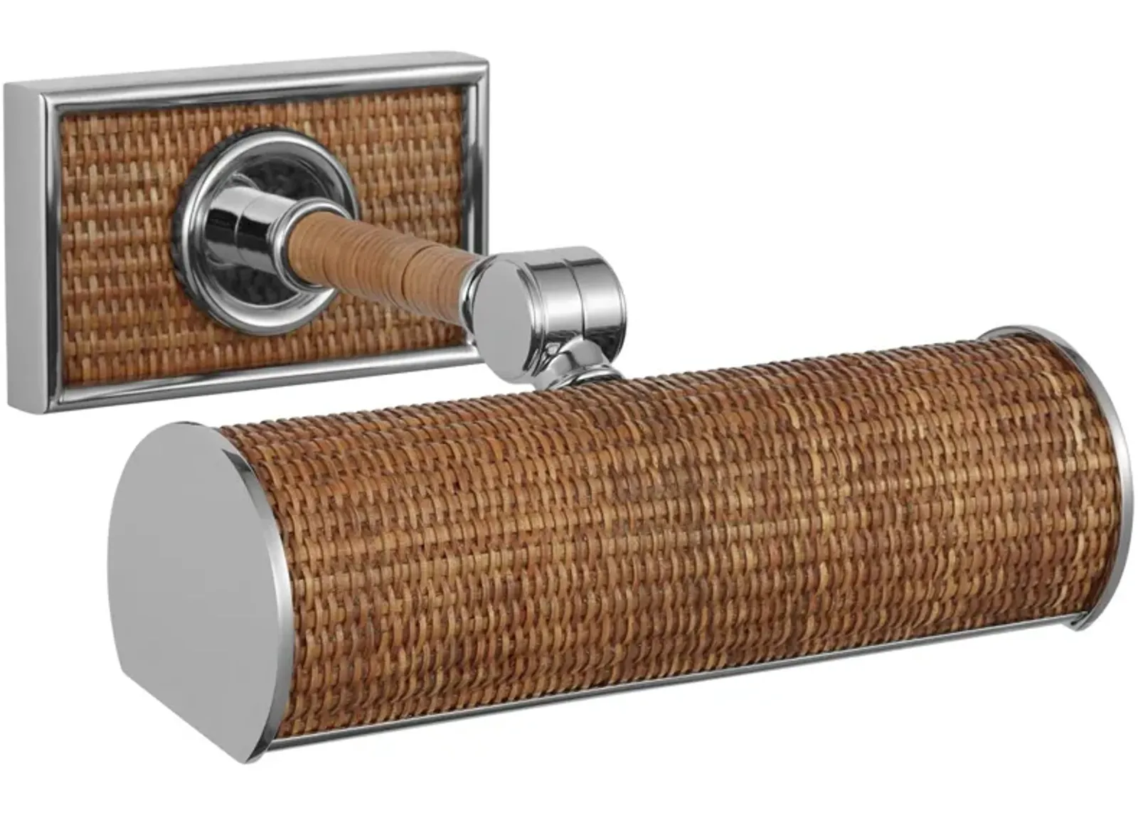 Halwell 8" Picture Light in Polished Nickel and Natural Woven Rattan