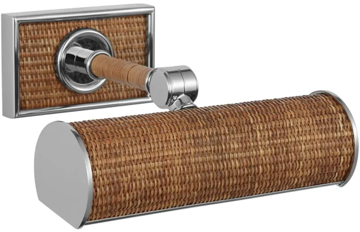 Halwell 8" Picture Light in Polished Nickel and Natural Woven Rattan