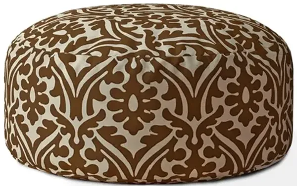 Hivvago 24" Brown Cotton Round Ottoman