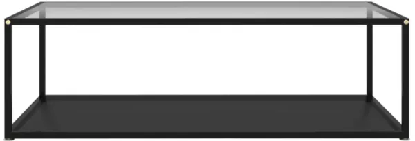 vidaXL Tea Table Transparent and Black 47.2"x23.6"x13.8" Tempered Glass
