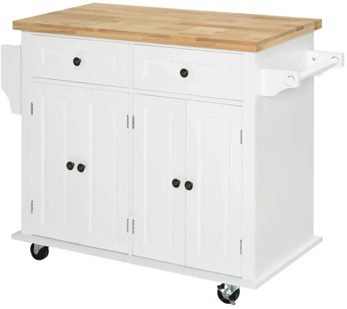 Rolling Kitchen Microwave Island with Flexible Storage Shelf Unit and Drawers