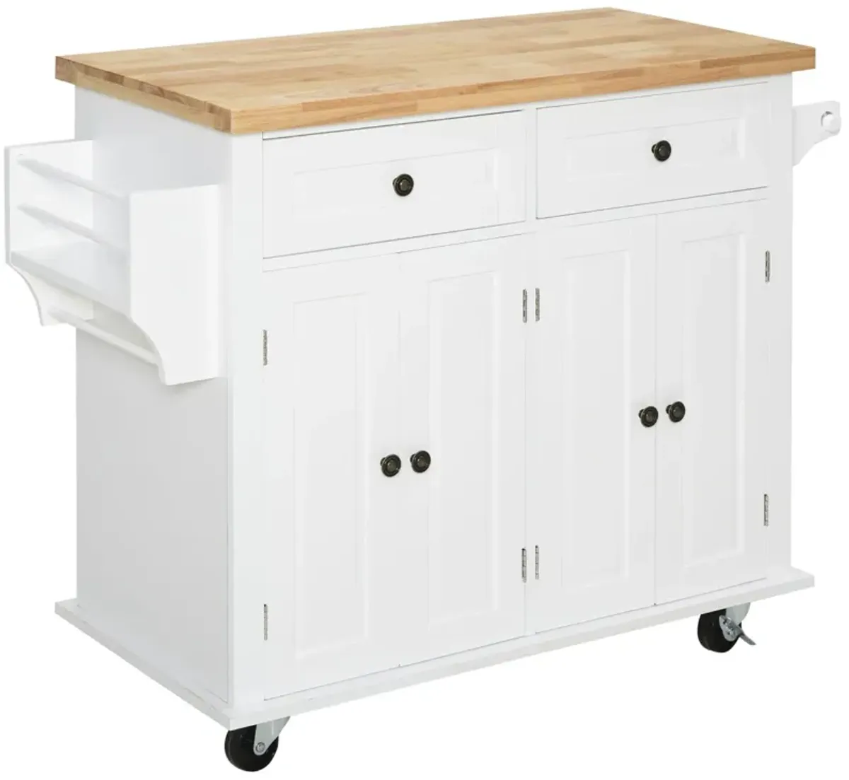 Rolling Kitchen Microwave Island with Flexible Storage Shelf Unit and Drawers