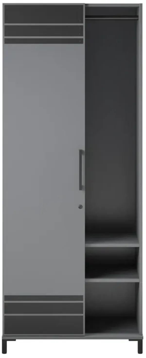 Shelby Tall Garage Storage Cabinet with 1 Door and Hang Rod, Graphite Gray