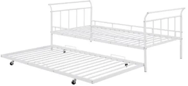 Elegant Daybed with Curved Handles & Trundle Space-Saving Guest Bed for Bedroom & Living Room
