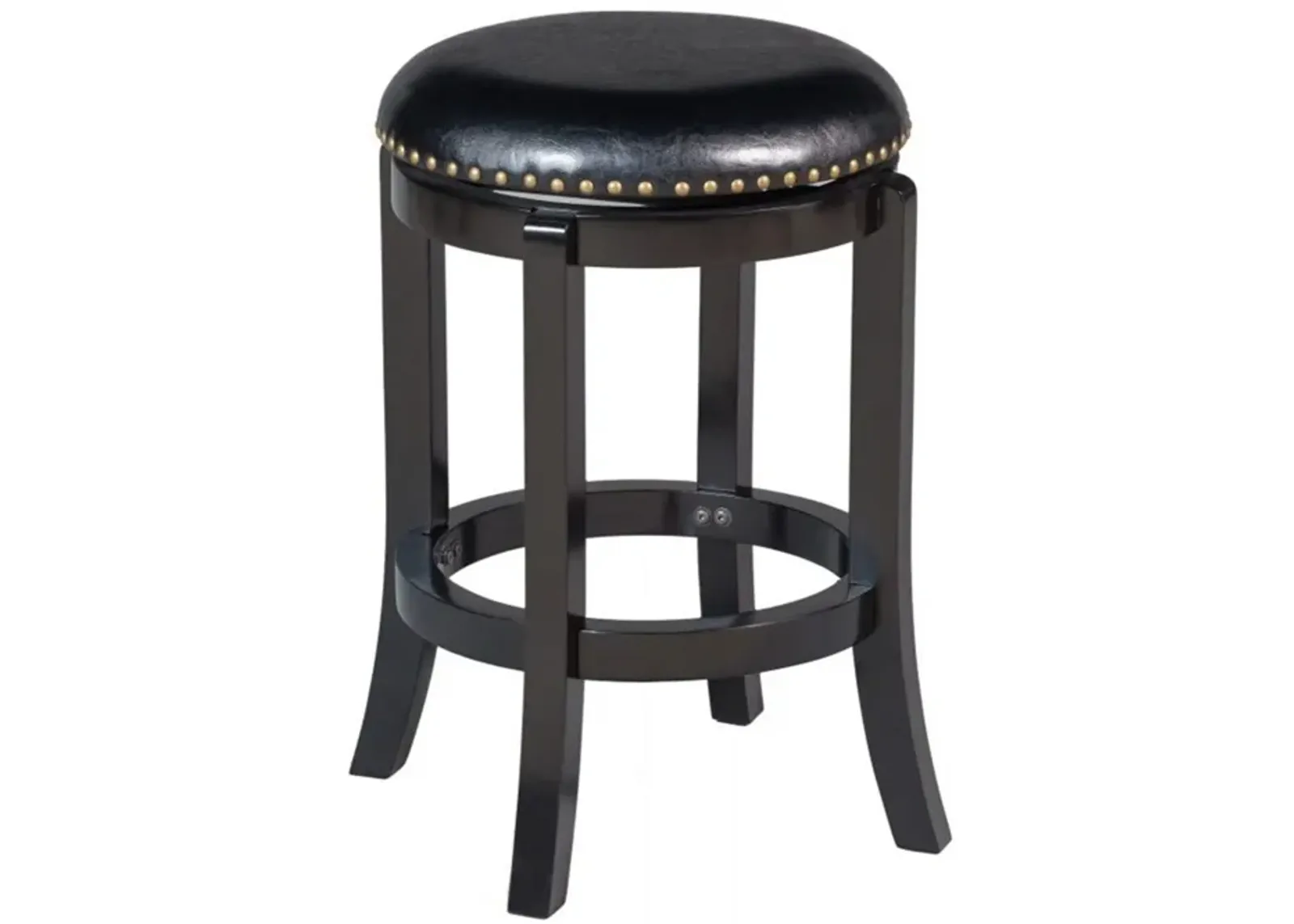 Nailhead Trim Round Leatherette Swivel Counter Stool with Flared Leg