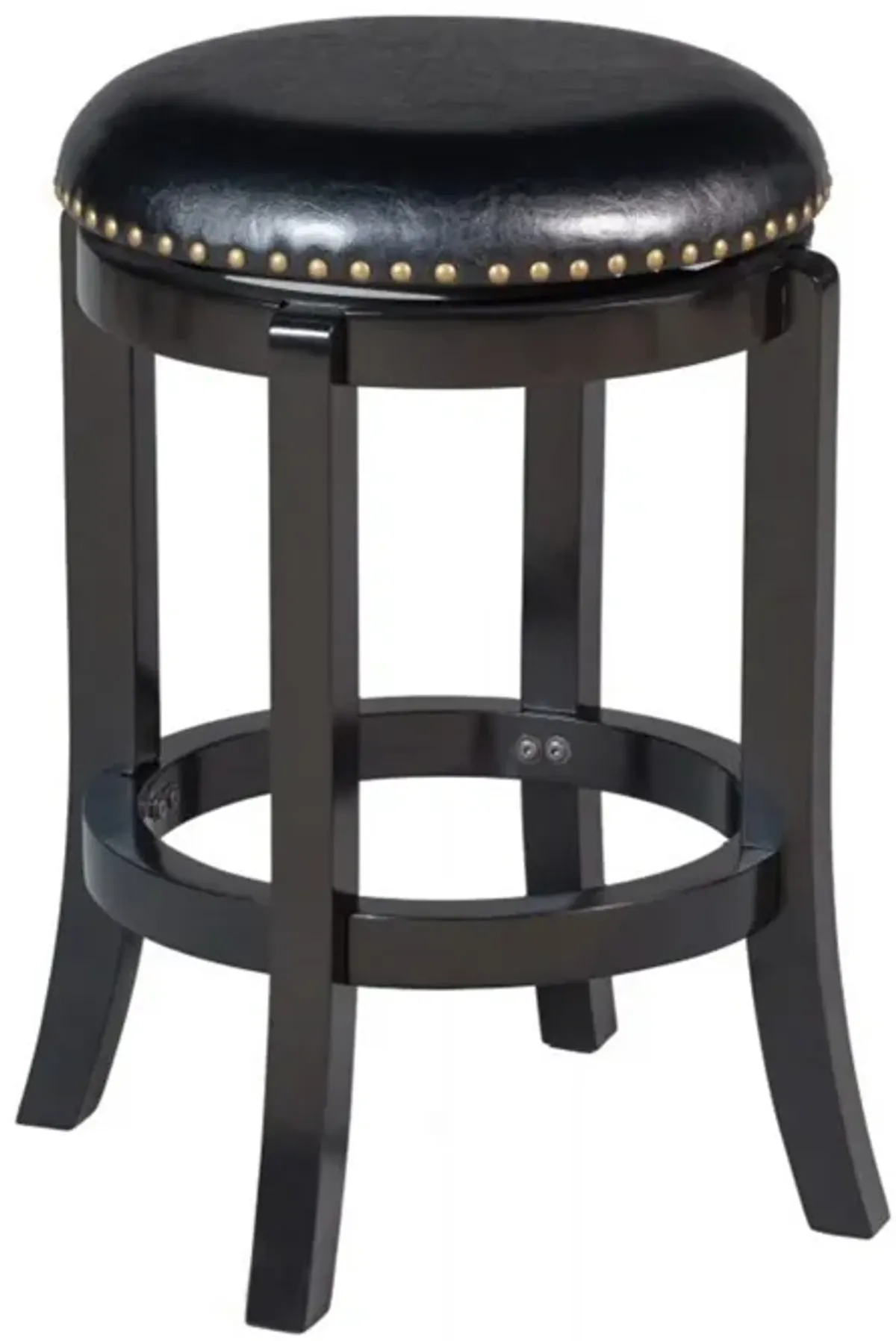 Nailhead Trim Round Leatherette Swivel Counter Stool with Flared Leg