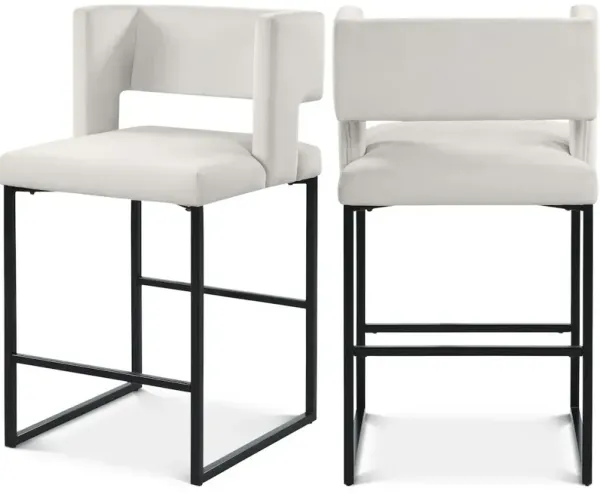 Meridian Furniture Caleb Velvet Counter Stool, Set of 2