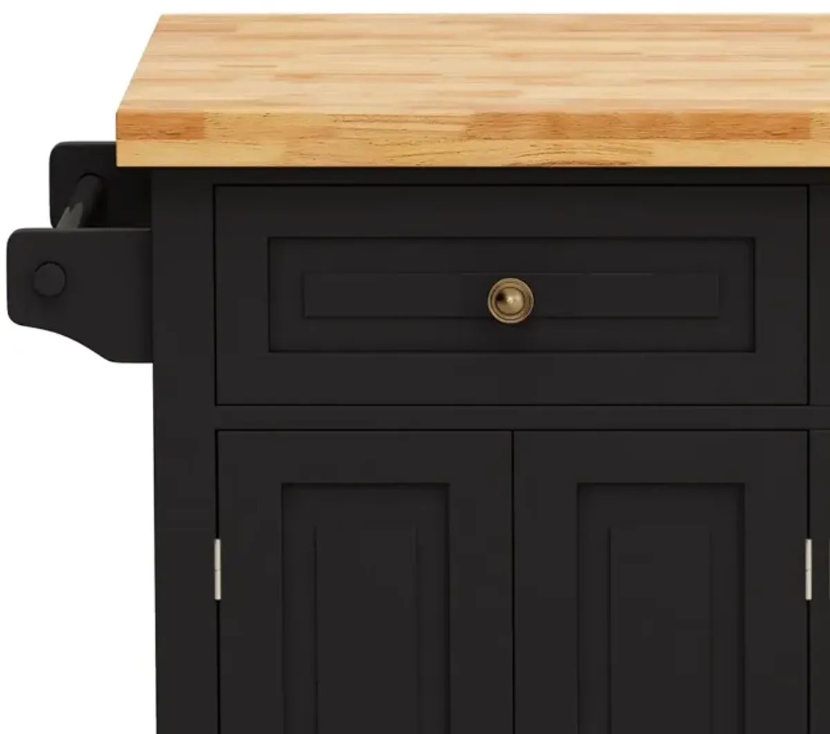 Black Kitchen Island Cart with Storage and Wheels