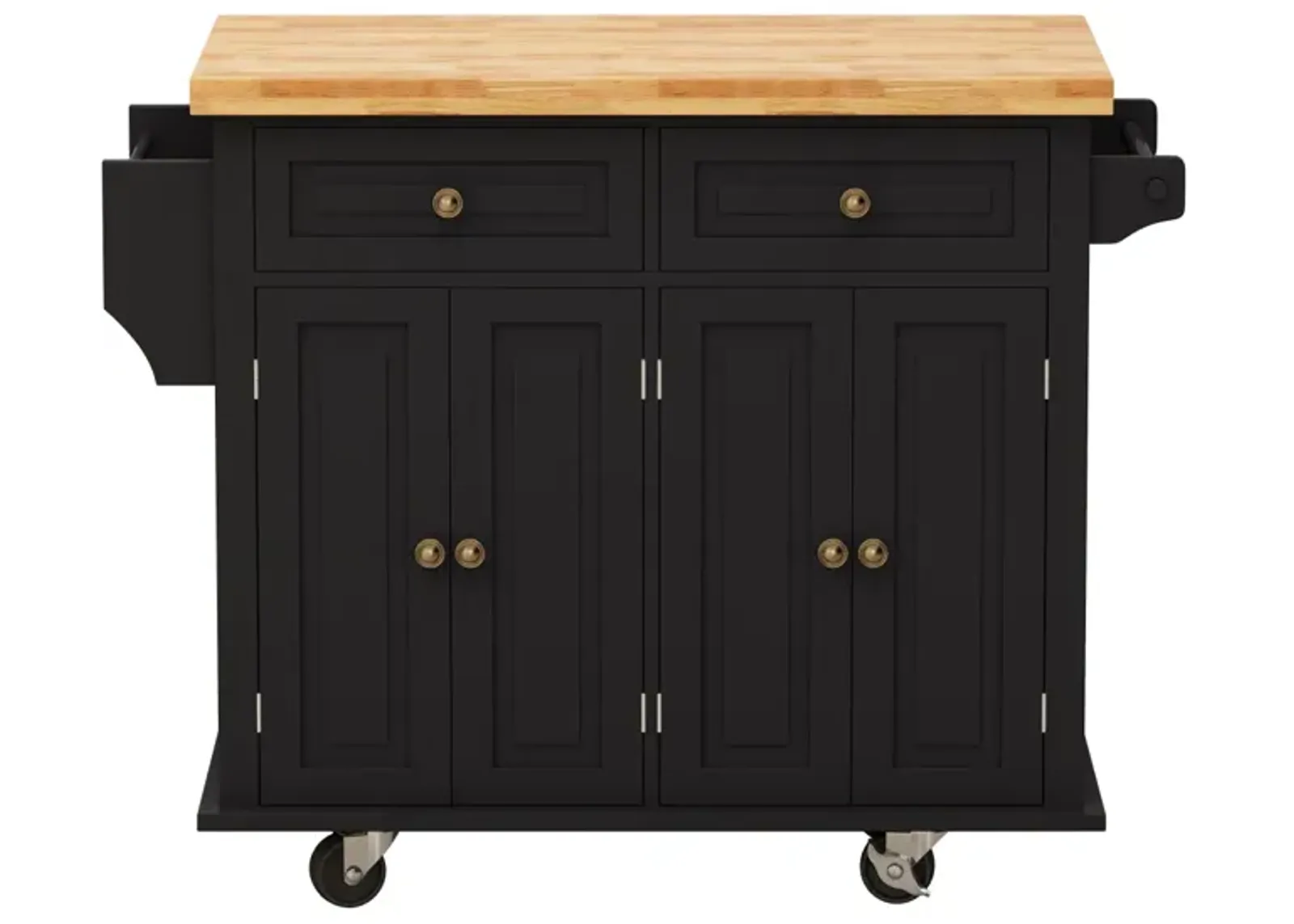 Black Kitchen Island Cart with Storage and Wheels