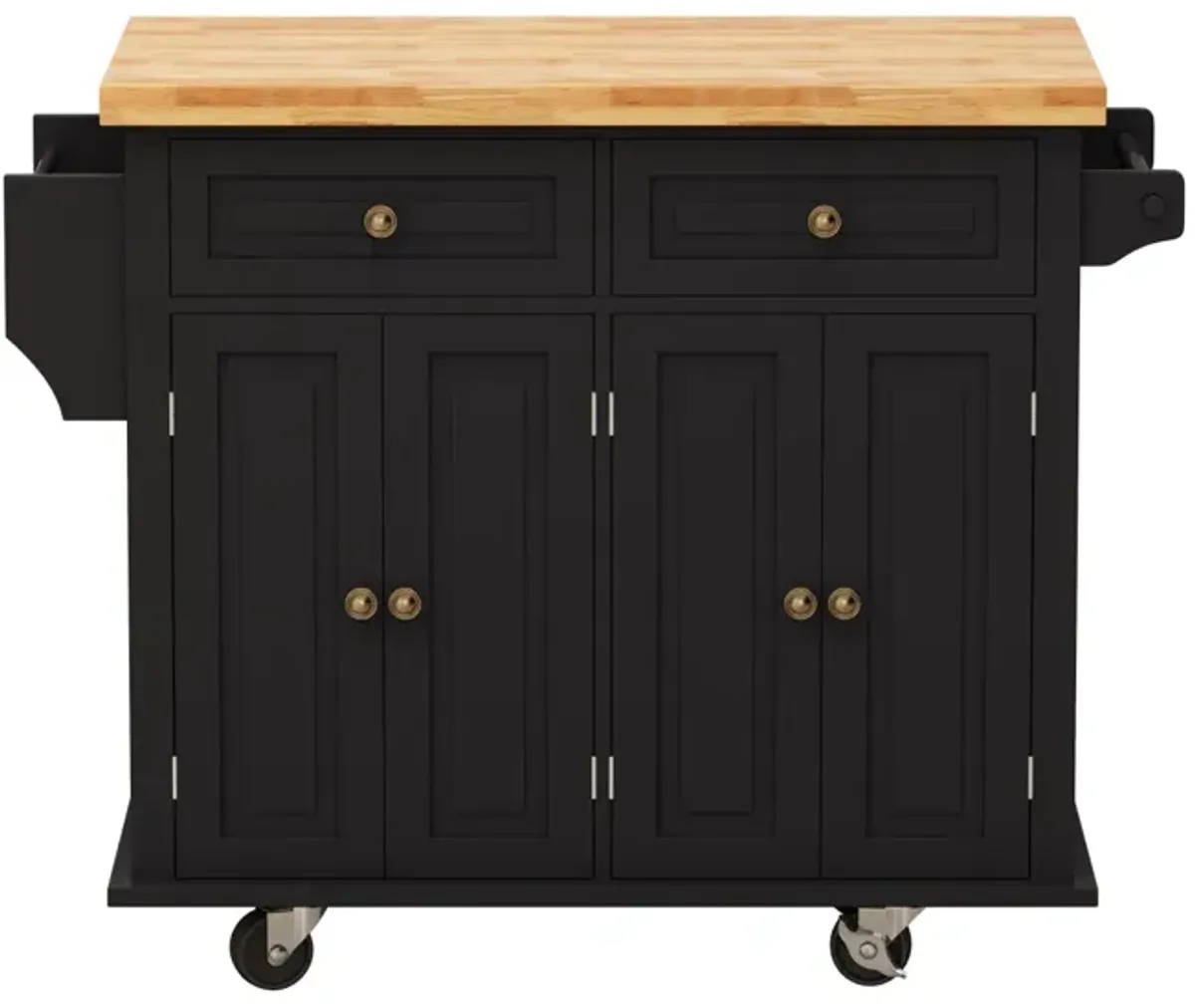 Black Kitchen Island Cart with Storage and Wheels