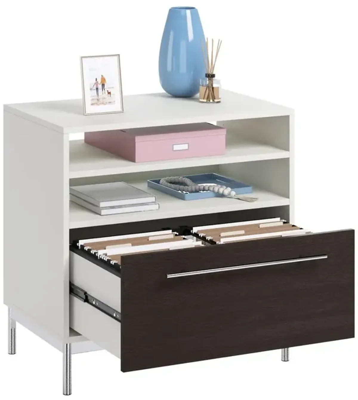 Sauder Vista Key Lateral File Ped Pearl Wh/Mist