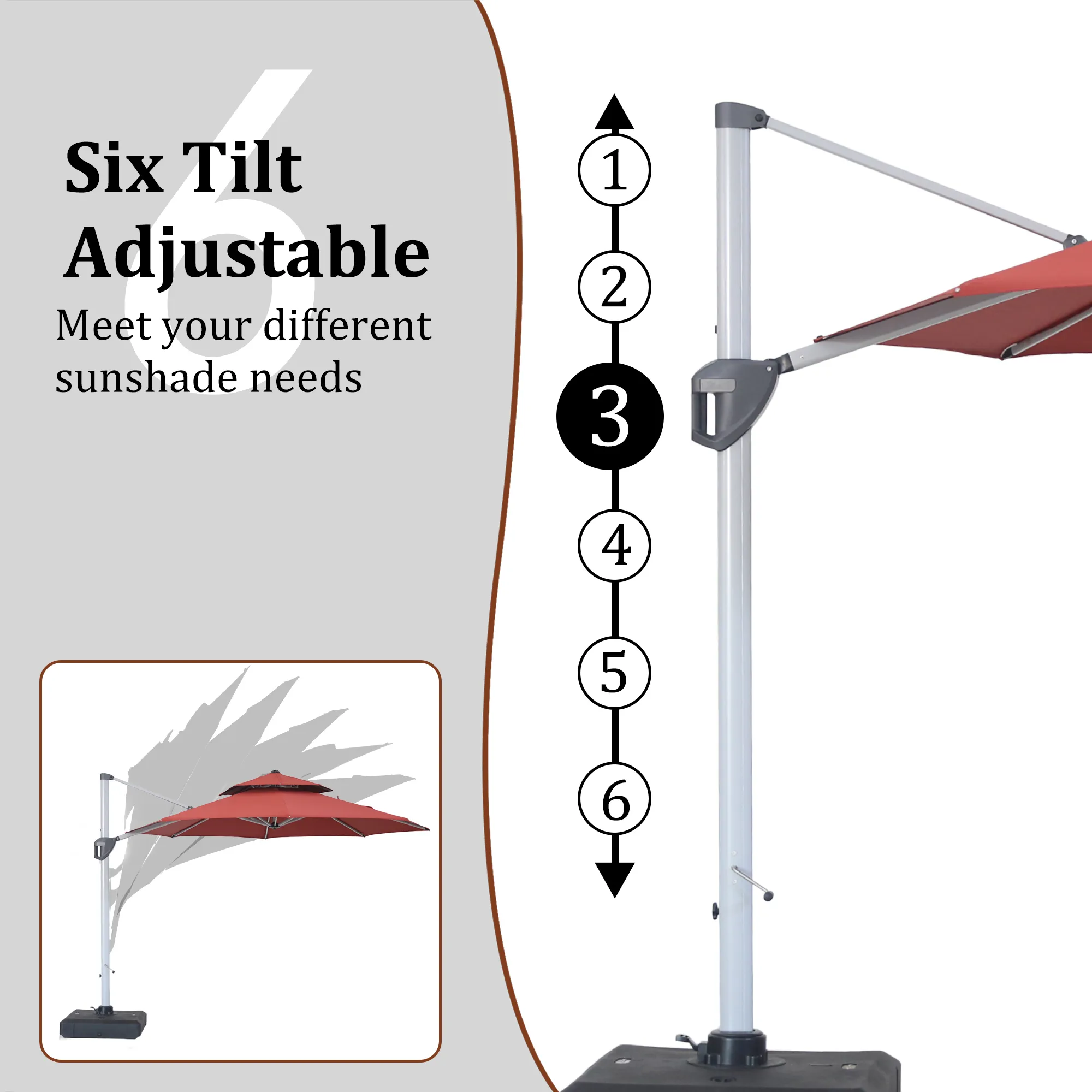 MONDAWE 11ft 2-Tier Square Cantilever Outdoor Patio Umbrella with Included Cover