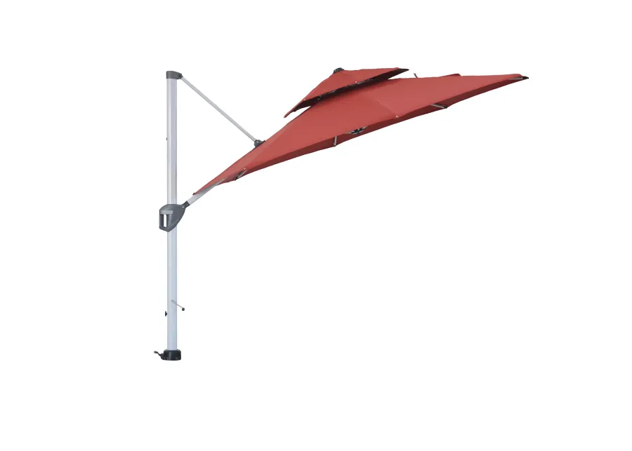 MONDAWE 11ft 2-Tier Square Cantilever Outdoor Patio Umbrella with Included Cover