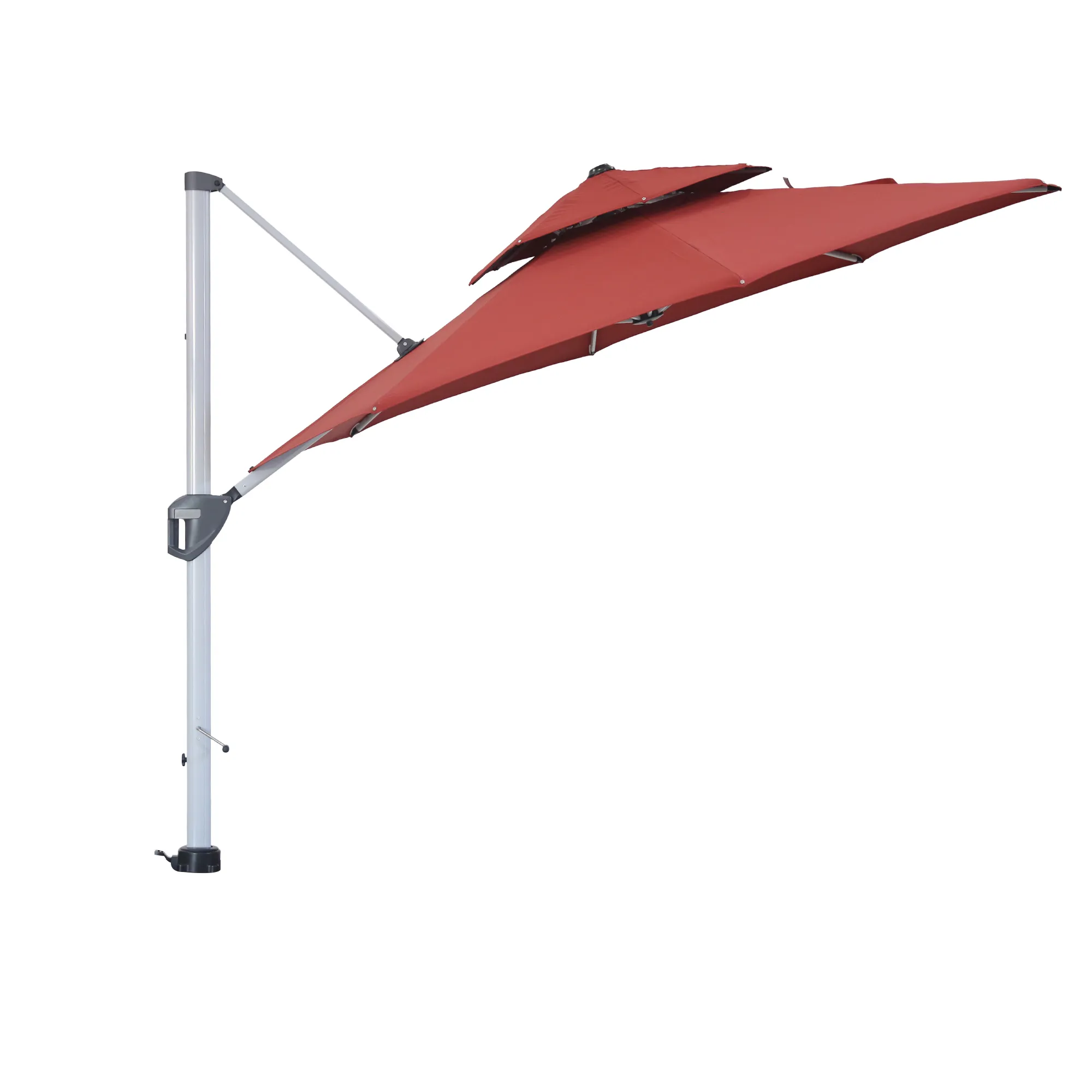 MONDAWE 11ft 2-Tier Square Cantilever Outdoor Patio Umbrella with Included Cover