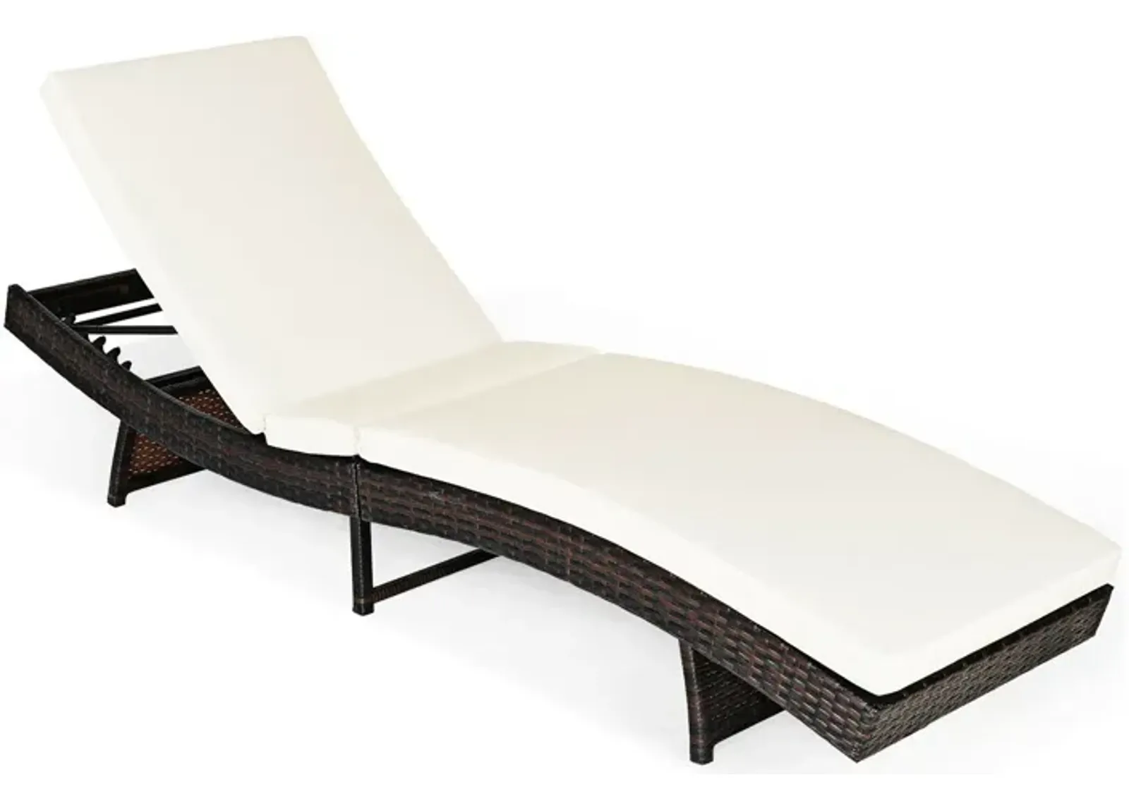 Patio Folding Adjustable Rattan Chaise Lounge Chair with Cushion