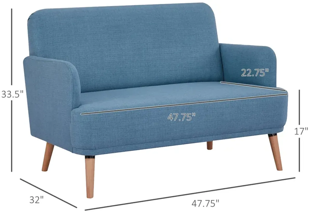 Blue Cozy Lounger: 48" Compact Loveseat for Comfortable Seating