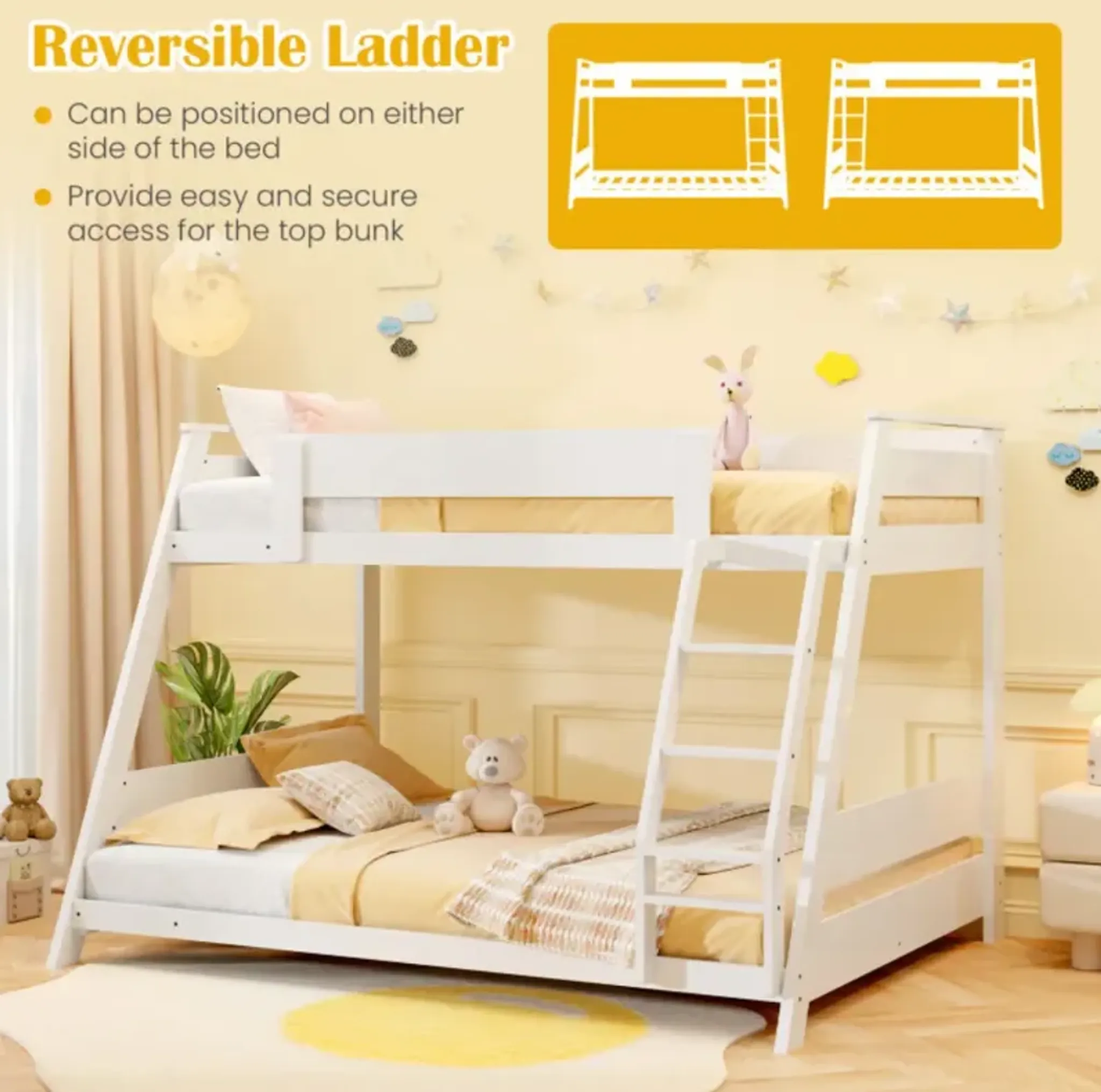 Low Bunk Bed With Reversible Ladder Mathis Home | Furniture.com