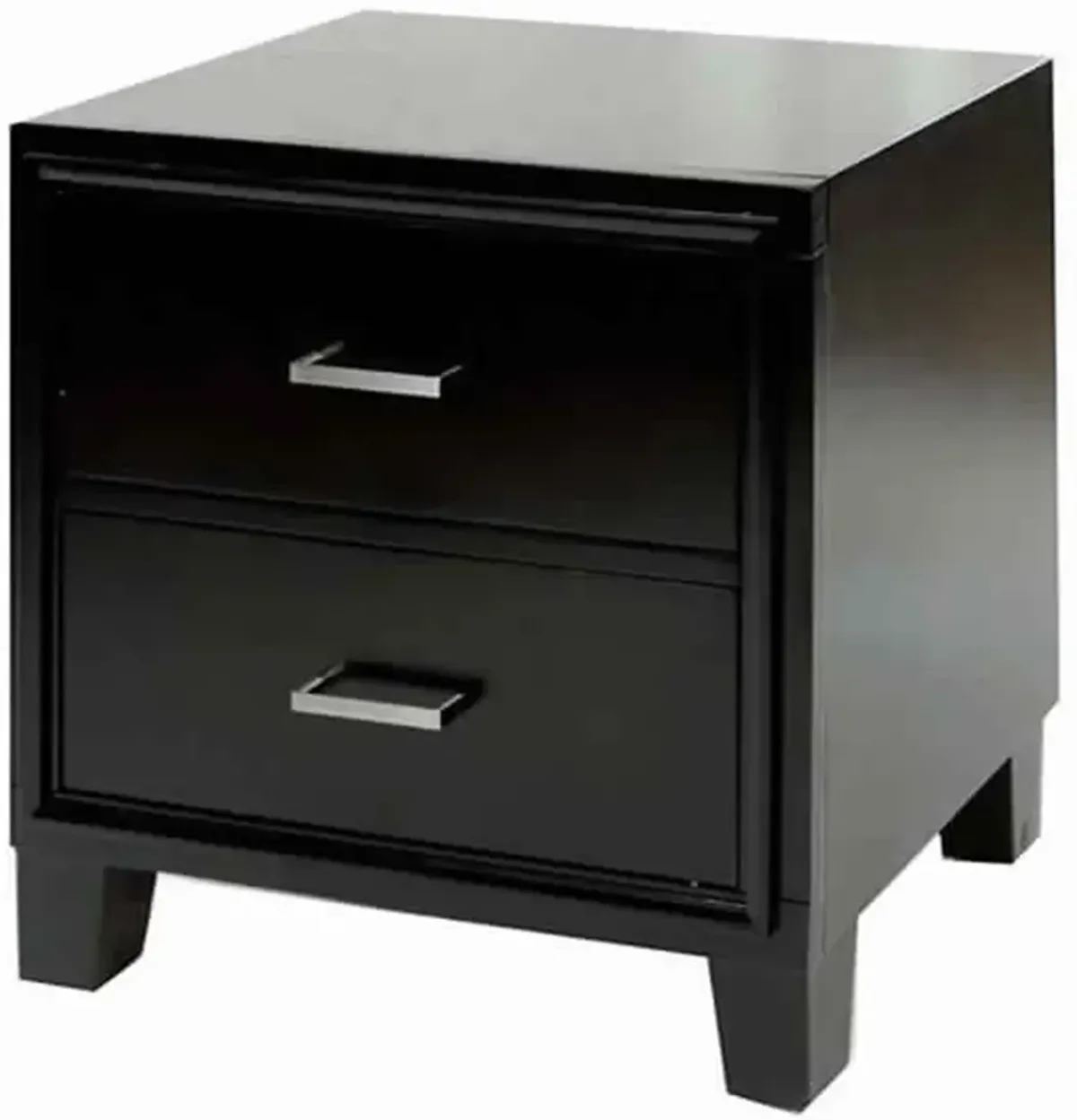 2 Drawer Contemporary Night Stand, Espresso Brown-Benzara