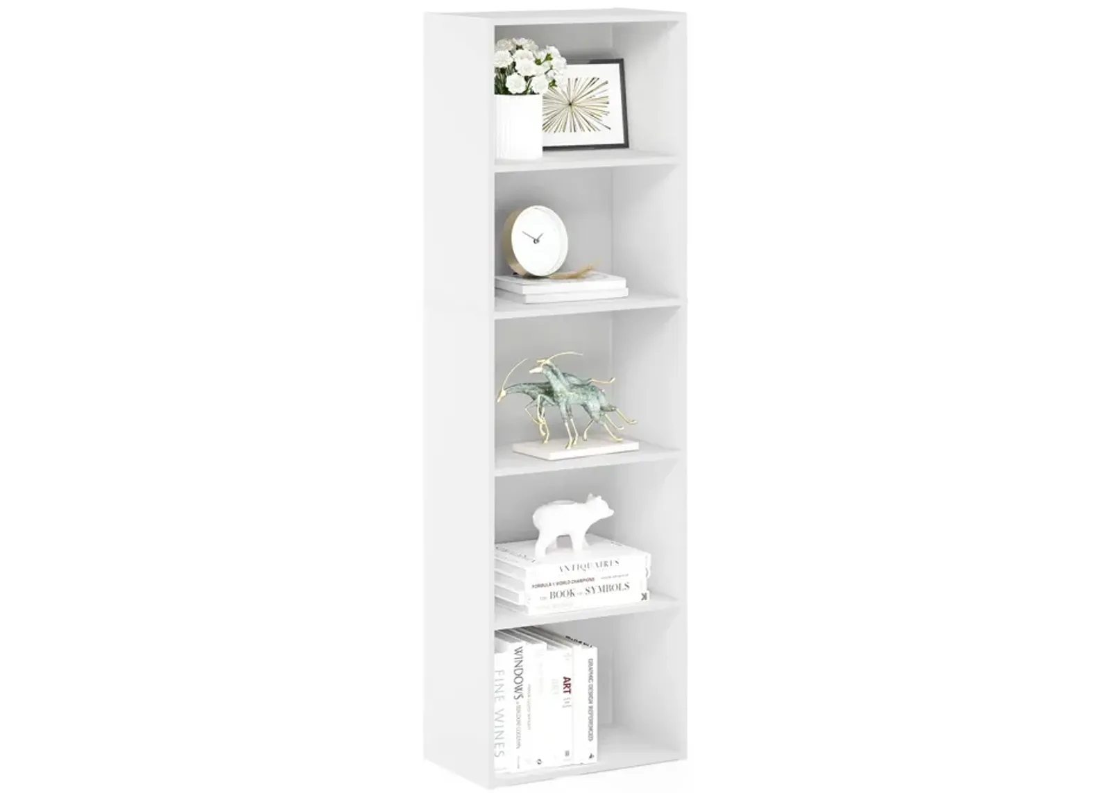 Furinno 11055 5-Tier Reversible Color Open Shelf Bookcase , White