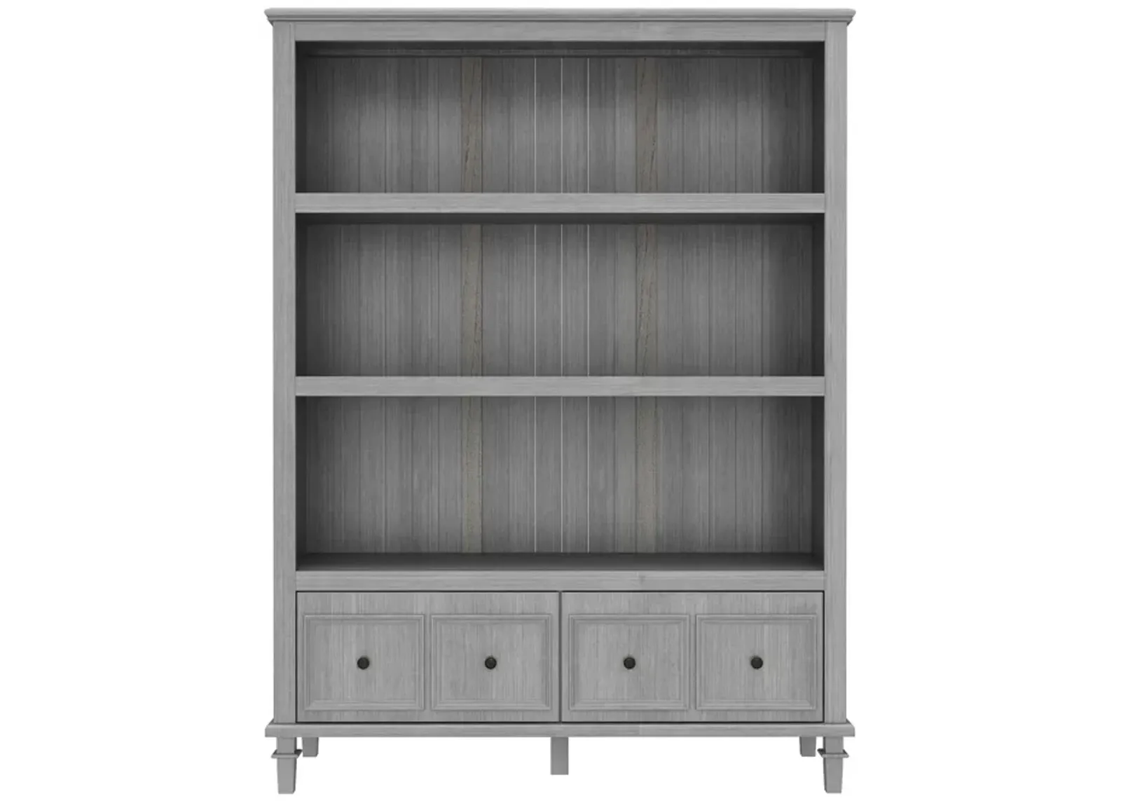 47.2 in. W x 63 in. H, Wood Grain Gray, 3-Tier Open Shelves, Standard Bookcase with 2 Drawers for Storage