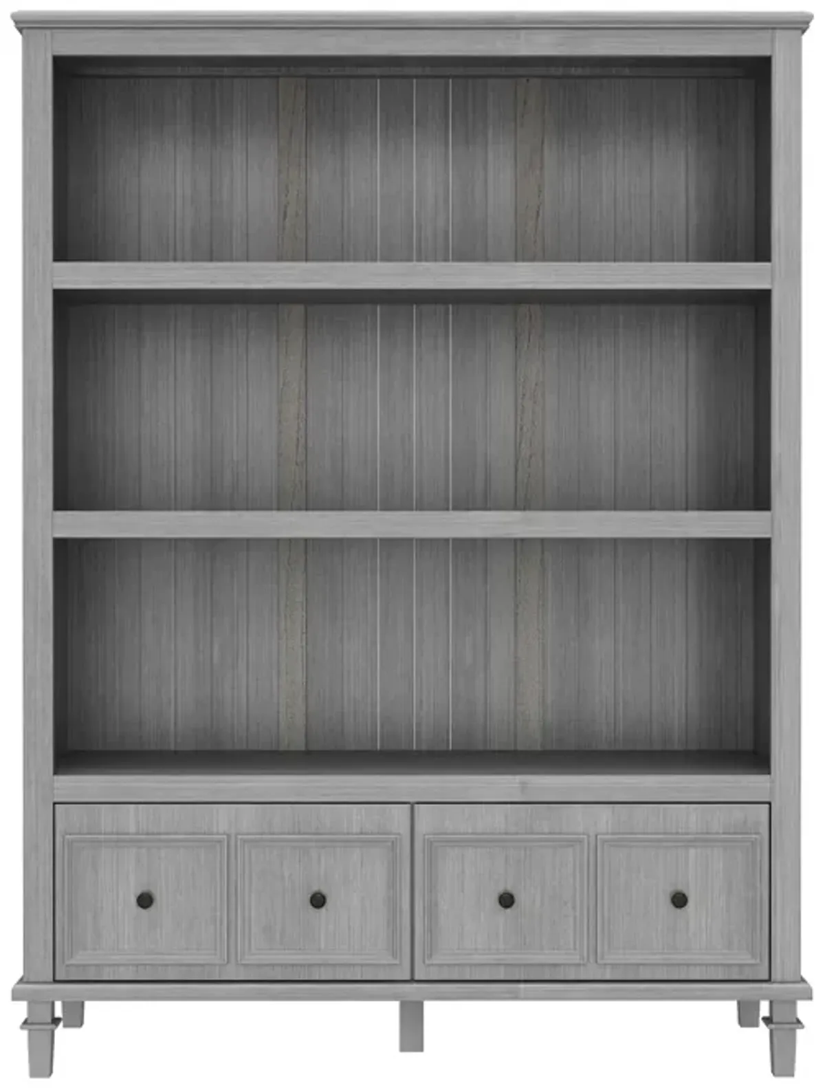 47.2 in. W x 63 in. H, Wood Grain Gray, 3-Tier Open Shelves, Standard Bookcase with 2 Drawers for Storage