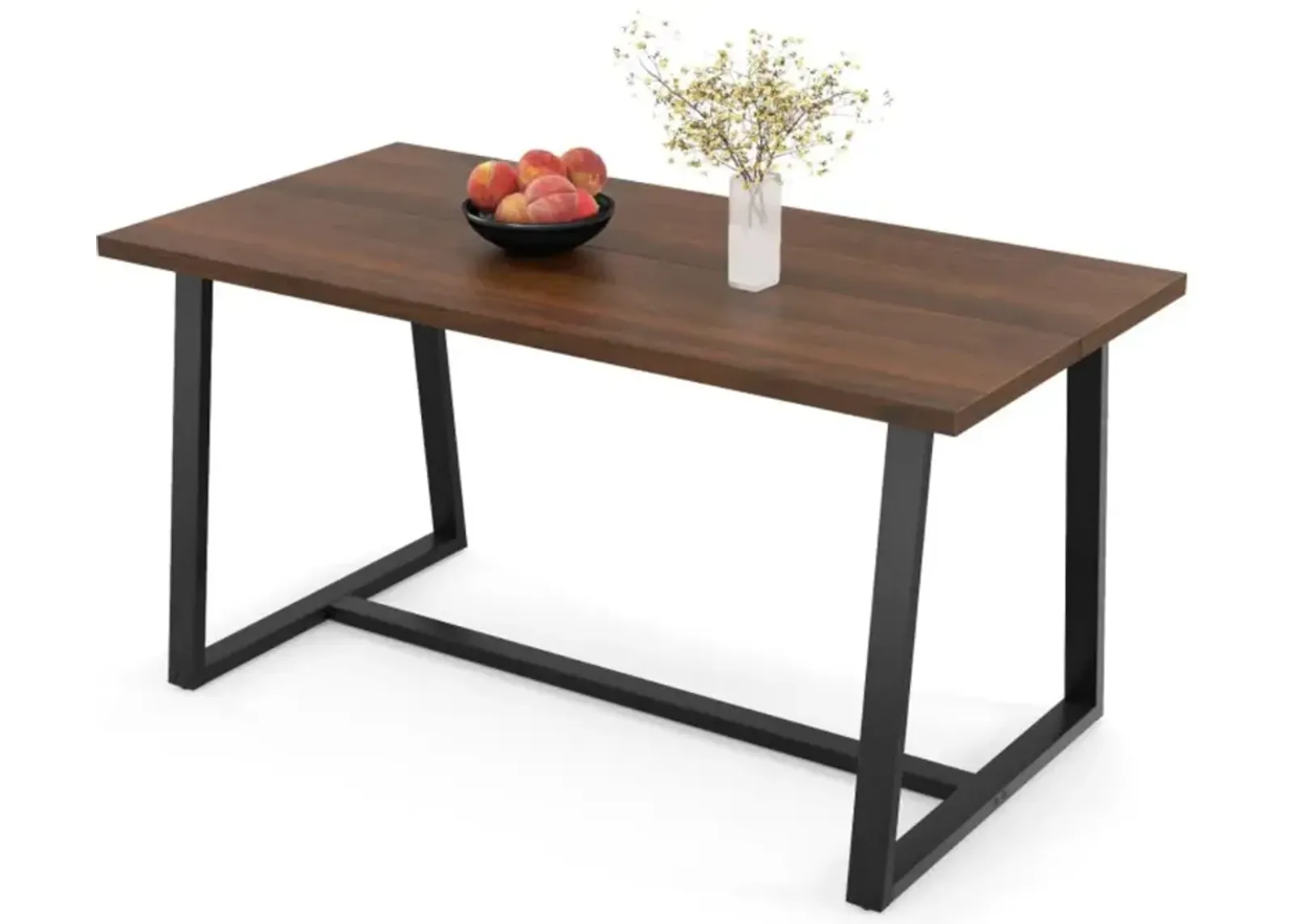 Hivvago Large Dining Table with Heavy-duty Metal Frame and Anti-slip Foot Pads