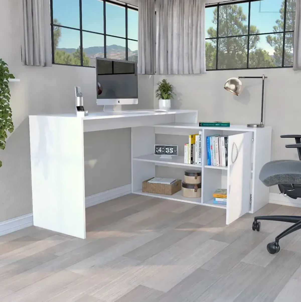 L-Shaped Desk Desti, Office, White