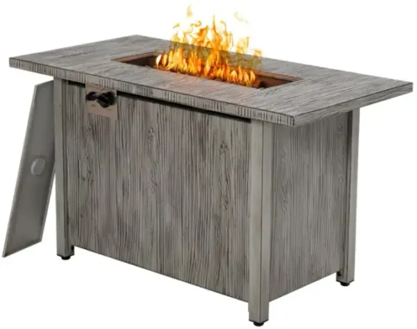 Hivvago 43 Inch 50 000 BTU Propane Fire Pit Table with Removable Lid-Gray