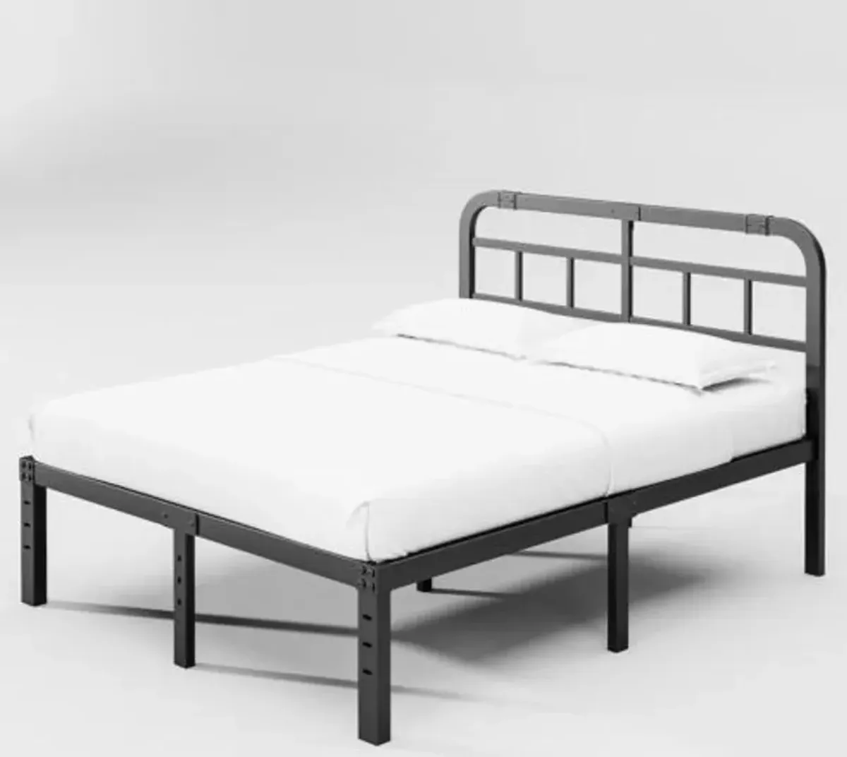 Hivvago King Size Heavy Duty Black Metal Platform Bed Frame with Headboard