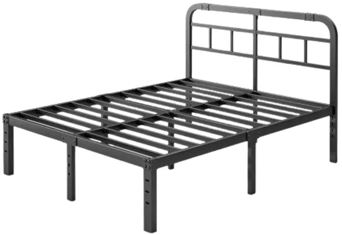 Hivvago King Size Heavy Duty Black Metal Platform Bed Frame with Headboard