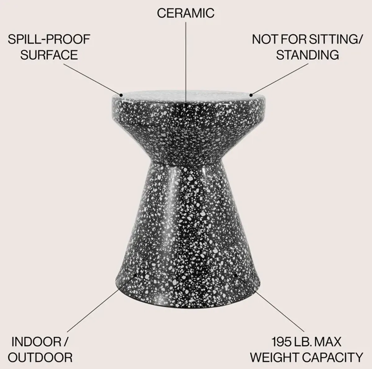 Xenia Modern Bohemian Terrazzo Indoor/Outdoor Drum Accent Table