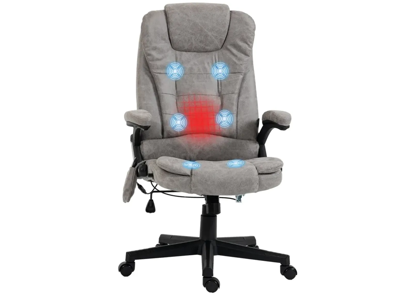 Gray Heated Vibrating Office Chair: Linen, High Back