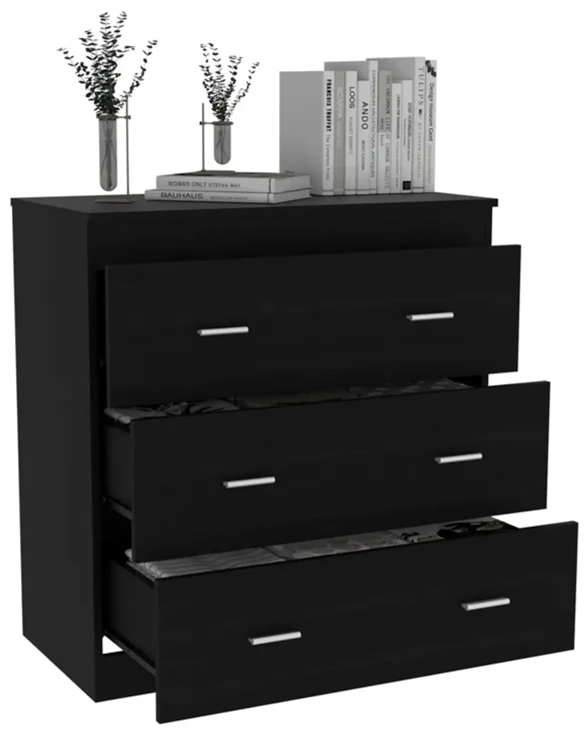 Three Drawer Dresser Litress, Bedroom, Black