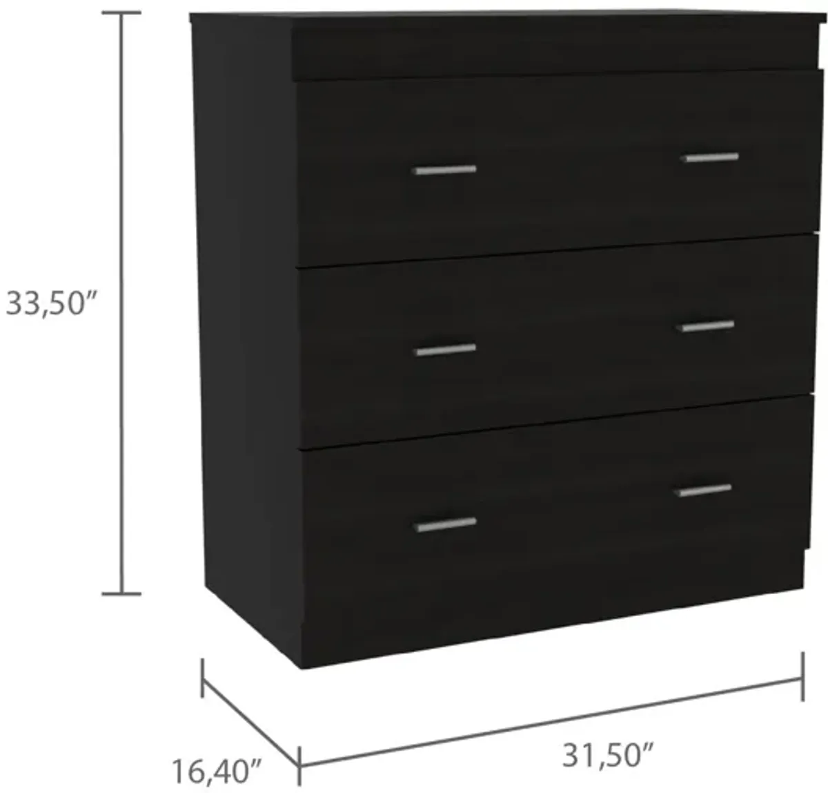 Three Drawer Dresser Litress, Bedroom, Black